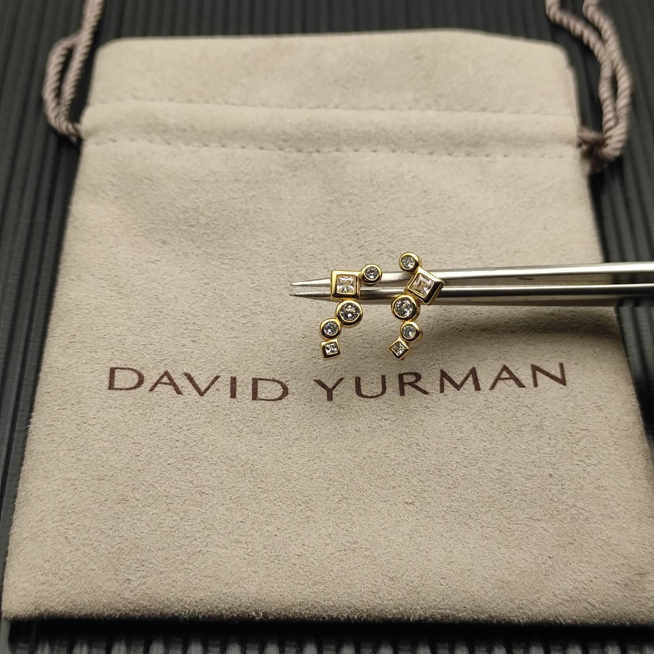 David Yurman Elegant Gold and Diamond Stud Earrings